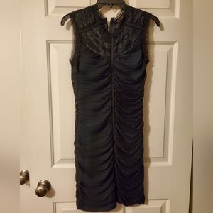 BCBGMaxAzria mini dress. Black mesh outer with blue inner layer ) Size S